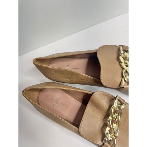 Linea Paolo Loafers Size 13 pointed Toe Leather Gold Chain Slip On Casual Shoes - Picture 7 of 9